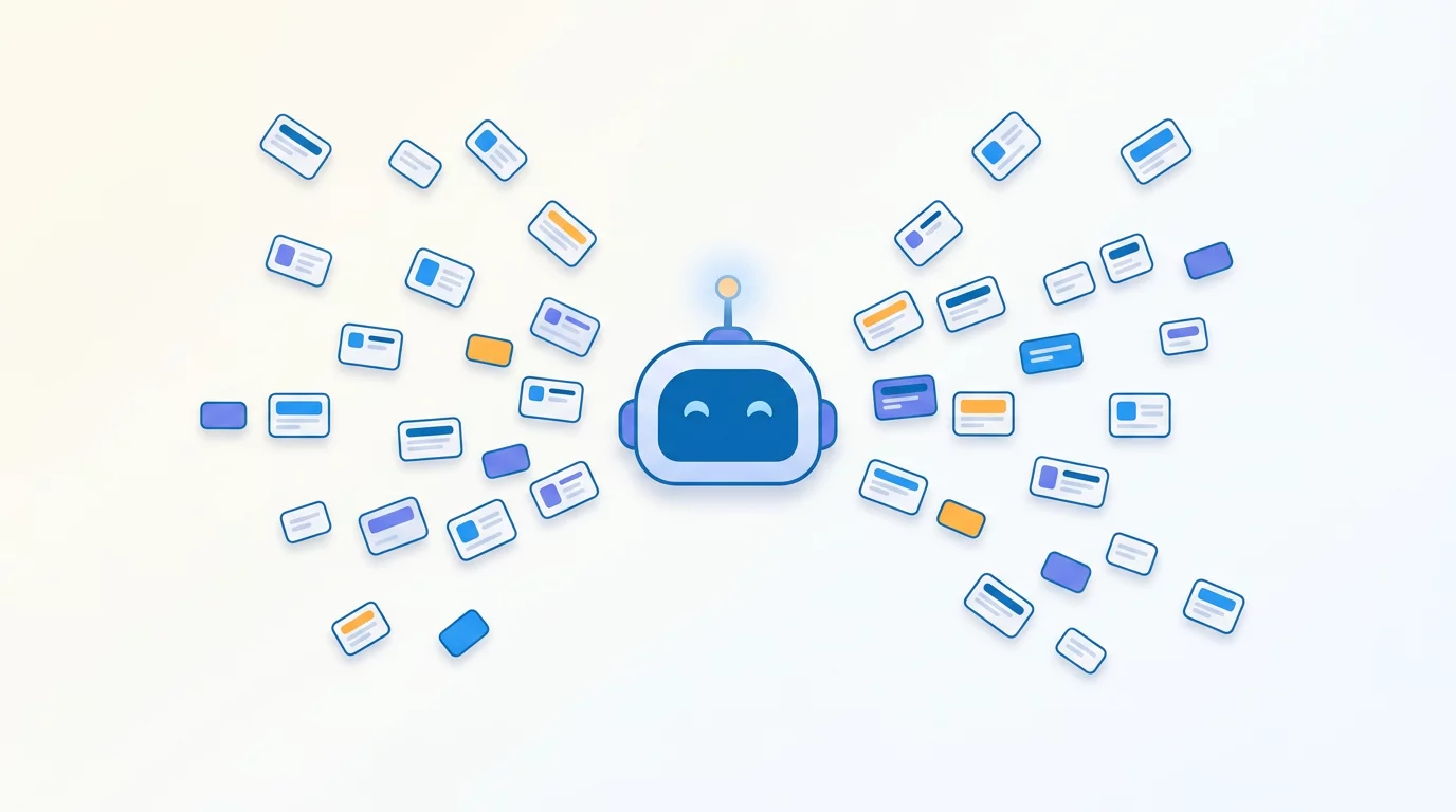 Illustration: AI broadcasting news cards